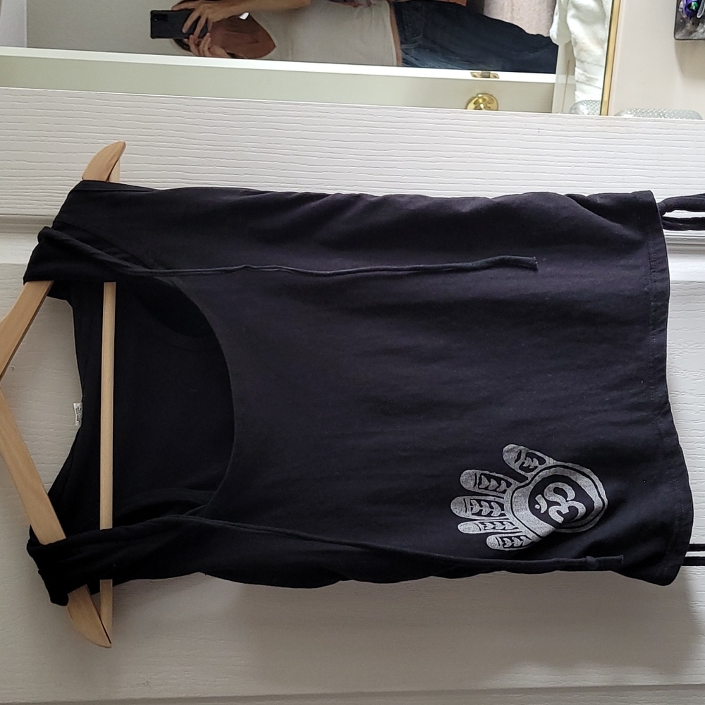 Black tank with pointed hoodie